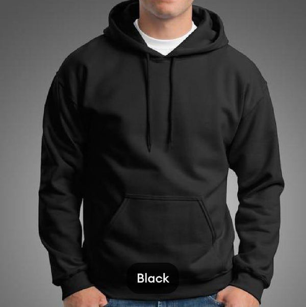 1 Pc Men's Fleece Printed Hoodie – Black
