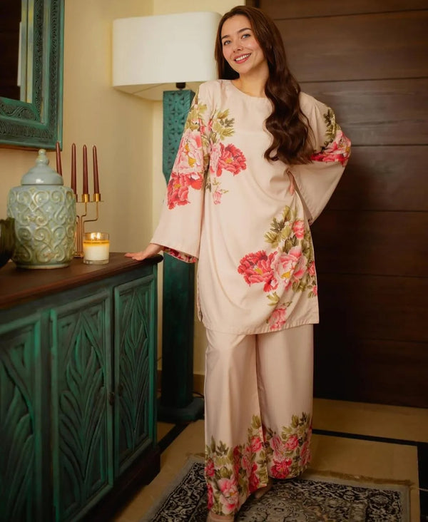 Stylish Women's Stitched Co-Ord Set in Printed Swiss Lawn - 2 Pcs