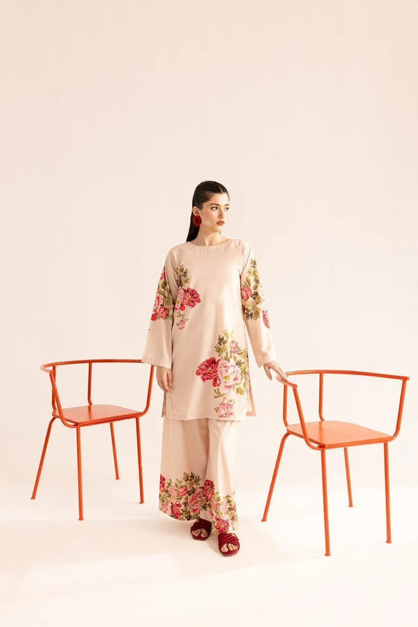 Stylish Women's Stitched Shirt and Trouser Set – 2 Pcs Printed Cotton Ensemble