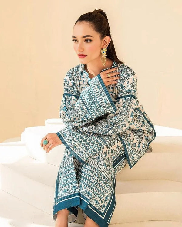 2 Pcs Women's Stitched Swiss Lawn Printed Co-Ord Set