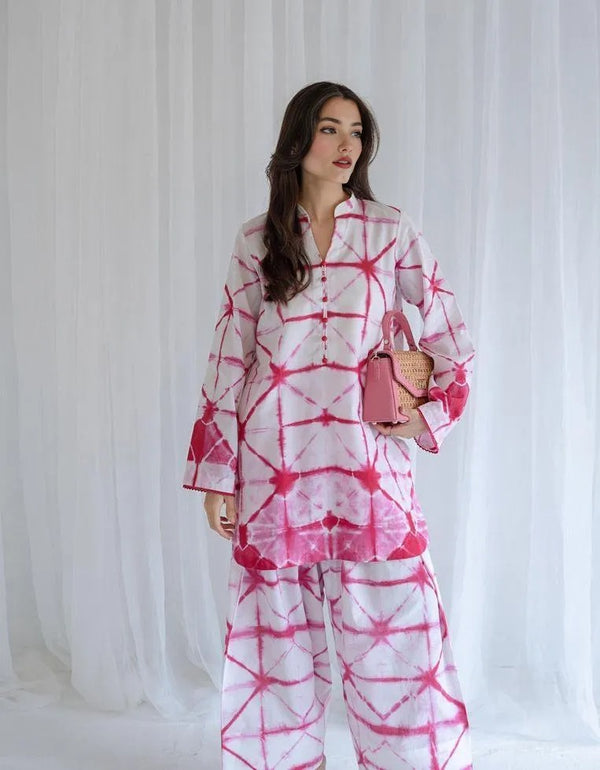 2 Pcs Women's Stitched Swiss Lawn Digital Print Shirt And Trouser