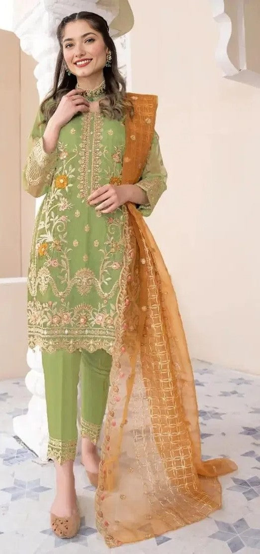 3 Pcs Women's Stitched Embroidered Suit