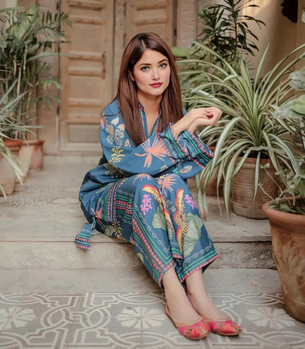 2 Pcs Women's Stitched Swiss Lawn Printed Co-Ord Set
