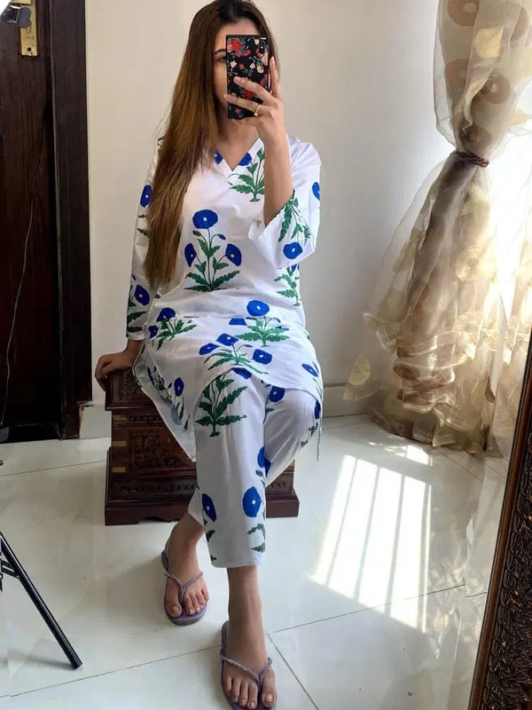 Women’s Linen Block Printed 2-Piece Set